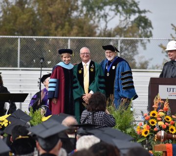 Laura Casamento Todd Pfannestiel and Todd Hutton at the University's 2023 Inauguration.