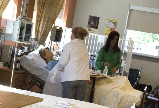 Nursing lab students and dummy