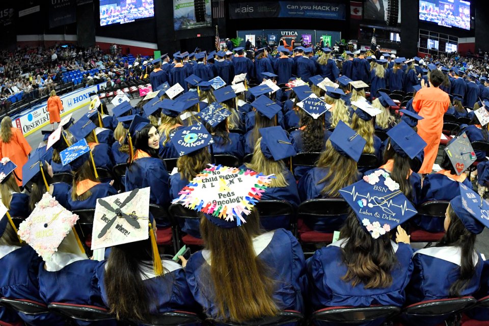 Fishbowl view of graduates at Undergraduate Commencement Ceremony, May 12, 2022.